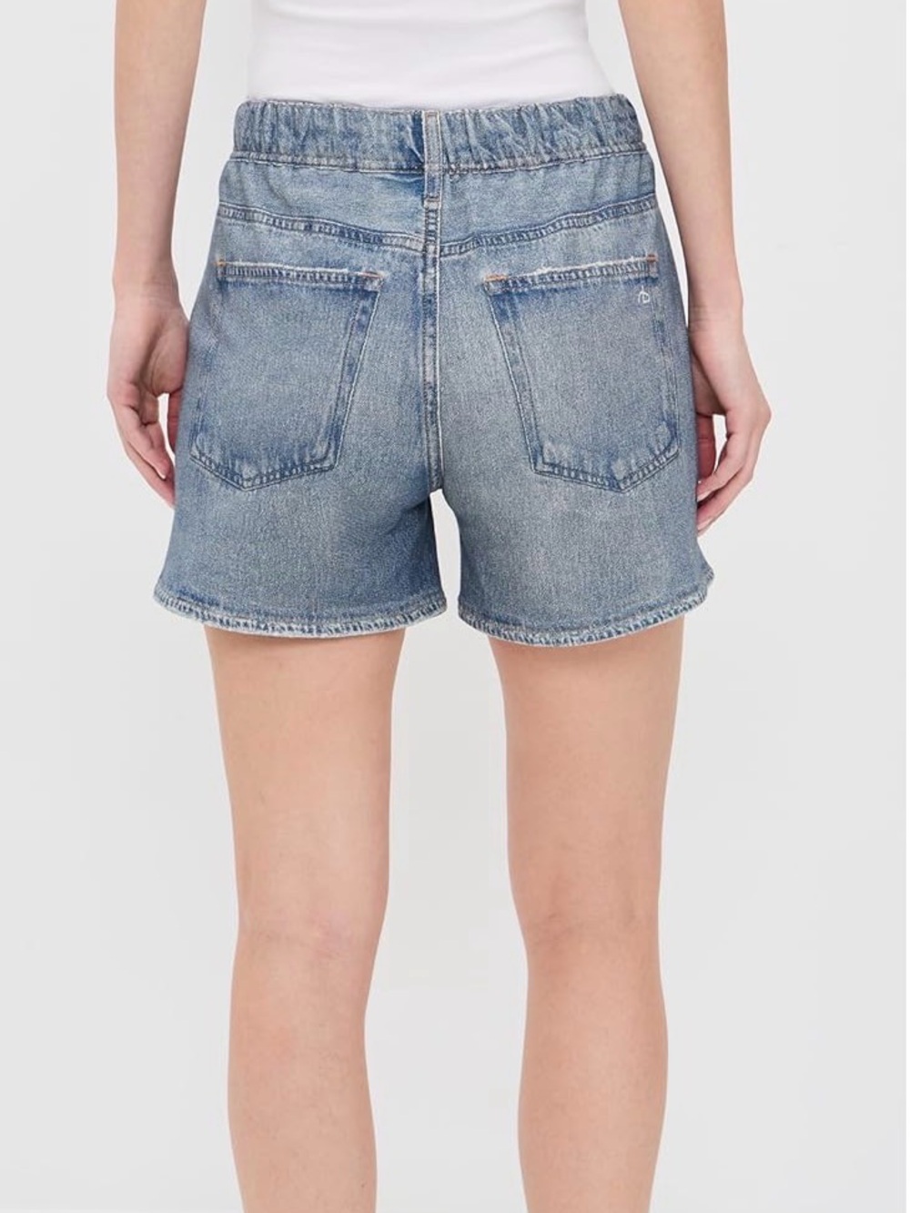 rag & bone Light Blue High-Rise Elastic Waist Denim Shorts